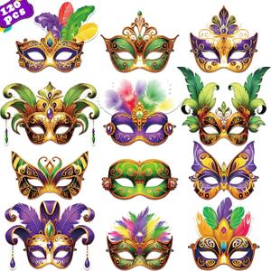 56PCS Mardi Gras Masks Bulk Set: Party Decorations Carnival Favors(Paper)