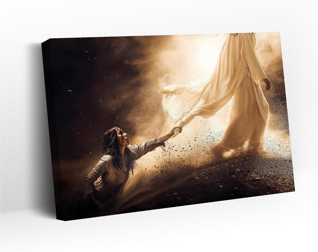 Jesus Christ Canvas Wall Art The Hem of His Garment Christian Wall Decor pictures Jesus Healing Woman Poster Print for Living Room Bedroom Prayer Room 16x24in