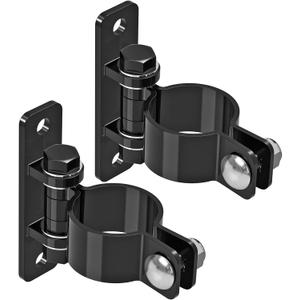 Insaga Gate Hinges Heavy Duty Carbon Steel Chain Link Fence Parts Electroplated Finish, Removable Bolts for Wall Mount, Fits 2-3/8'' Outer Diameter Pipes/Posts for Farm, Fence Gate (2Pack, Black)