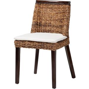 bali & pari Abbas Bohemian Seagrass and Dark Brown Wood Dining Chair ( Pillow Not Inlcuded)