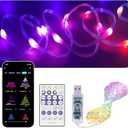 DIY RGB+IC USB Fairy Lights, Color Changing LED String Lights with Bluetooth APP and Remote Control, IP65 Waterproof Good for Outdoor/Indoor Decor (RGB+IC, 50ft/150 LEDs)