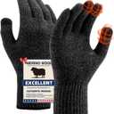 Merino Wool Gloves for Men Women, Touch Screen Warm Glove Liners Thermal Soft Knit Lining for Winter Running Hiking (Small/Medium, C01-(black Gray))