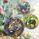 3.5" Ceramic Tiger Ornaments for Christmas Tree, Christmas Ornament, Heirloom Keepsake, Gift Exchange, Gift Idea, Bauble Present