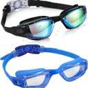 Aegend Kids Swim Goggles, Pack of 2 Swimming Goggles for Children Boys & Girls Age 3-14 (Aqua & Clear Blue)