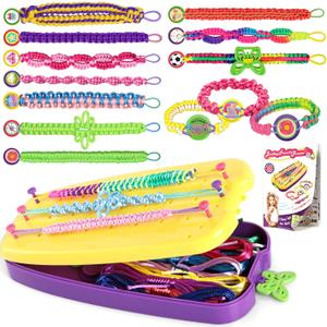 Friendship Bracelet Making Kit, String Bracelets Maker Craft, Kids Jewelry Making Kit, Arts and Crafts for Kids, Christmas Birthday Gifts for Girls (Yellow Purple)