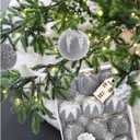 12PCS Velvet Glitter Christmas Ball Ornaments, 3.15 Inches Luxury Christmas Decorations, Elegance Modern Hanging Ornaments for Xmas Tree, Party, Wedding, Home Decor (Gray) (Grey)