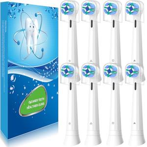 8 Pack Replacement Heads Compatible with Oral B iO Toothbrushes, Brush Heads for Oral-B iO 2/3/4/5/6/7/8/9/10/7G Series, with Covers, White