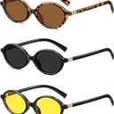 DUSHINE Retro Oval Trendy Sunglasses for Women Lightweight Narrow Shades UV protection Sun Glasses(3 Pack)