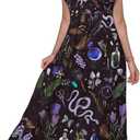 Womens Summer Dresses Mystical Gothic Maxi Dress Women's Casual V Neck Sleeveless Sundresses Beach Outfits for Woman (Black, XL)