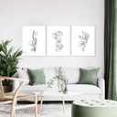 Sage Green Botanical Wall Art, Boho Wall Art Farmhouse Decor, Framed Plant Wall Decor Sage Green Watercolor Wild Flowers Floral Leaf Line Canvas Paintings, Minimalist Botanical Prints for Bedroom