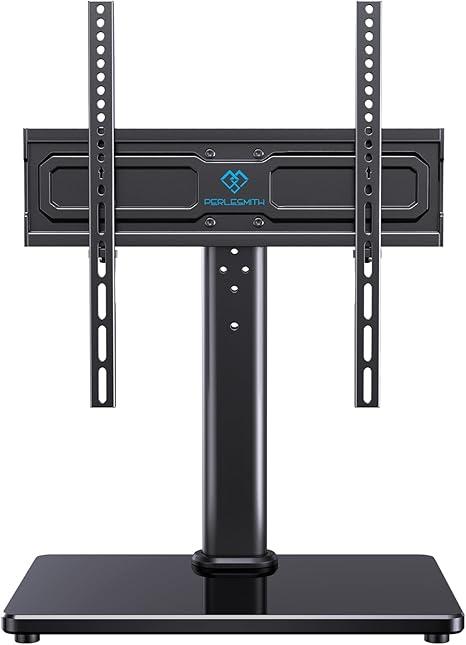 PERLESMITH Universal Swivel TV Stand for 24-60 inch TVs up to 99 lbs, 8 Height Adjustable Table Top TV Stand, TV Base Stand with Tempered Glass Base, Max VESA 400x400mm, PSTVS33