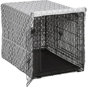 MidWest Homes for Pets Dog Crate Cover, Privacy Dog Crate Cover Fits Midwest Dog Crates, Crate Cover Only; Machine Wash & Dry; Gray Geo Print; 36 inch