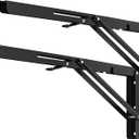 YUMORE Folding Shelf Brackets, 20 Inch Heavy Duty L Bracket, Black DIY Collapsible Shelf Bracket for Workbench Folding Table Hinge, Max Load: 330lb, Pack of 2