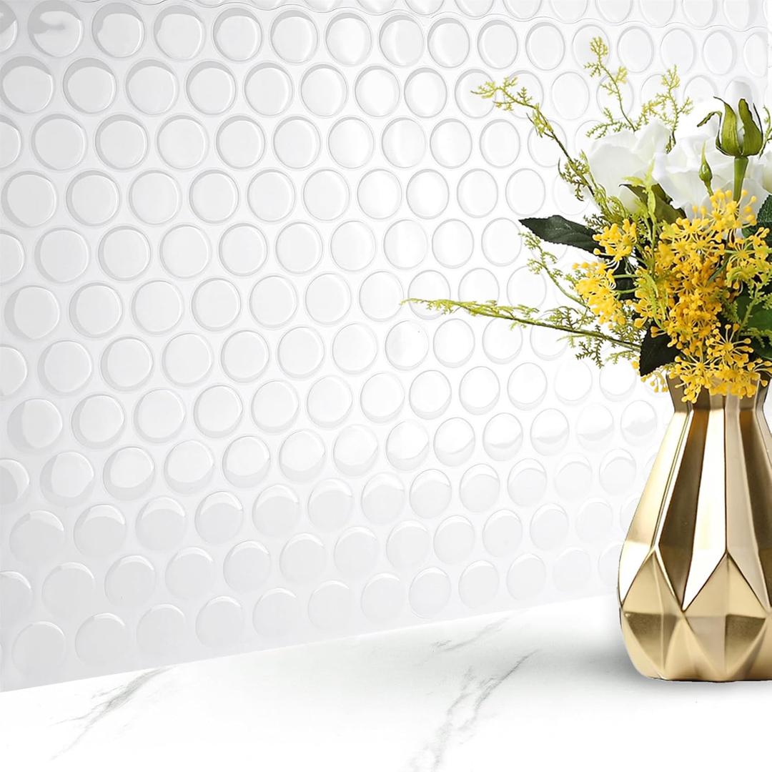 Livelynine 16pcs White Backsplash Tile Peel and Stick Wall Tiles for Bathroom Shower Walls Waterproof Kitchen Back Splash Wall Paper Sticker Self Adhesive Vinyl Sticky Back Splashes Kitchens 12x12