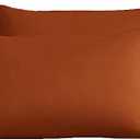 KAREVER Rust Pillowcases Envelope Closure Burnt Orange Pillow Covers Pack of 2 Solid Rust Bed Pillow Pillowcases Standard Pillowshams 20"X26"