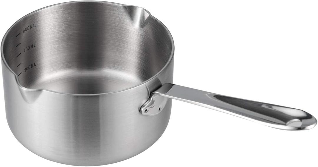 IMEEA Milk Butter Warmer Mini Butter Melting Pot Coffee Maker with Dual Pour Spout 18/10 Tri-Ply Stainless Steel (20oz/600ml)