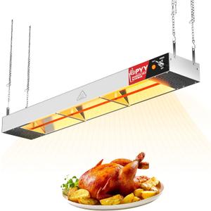 PYY Food Heat Lamp Strip - 36 Inch Commercial Food Heating Warmer Hanging Stainless Steel Electric Strip Heater Warming Lights for French Fries Warmer Food Service Cafeteria Restaurant, 500W, Silver