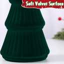 Wooden Christmas Tree Figurine, 3 Pcs Tabletop Xmas Tree, Christmas Centerpiece Decor for Home Entryway Mantel Shelf Table Fireplace Holiday (Green-Wood & Velvet)