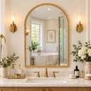 PERHOM 36"X24" Gold Arched Beaded Bathroom Mirror,Vintage Wall Decor