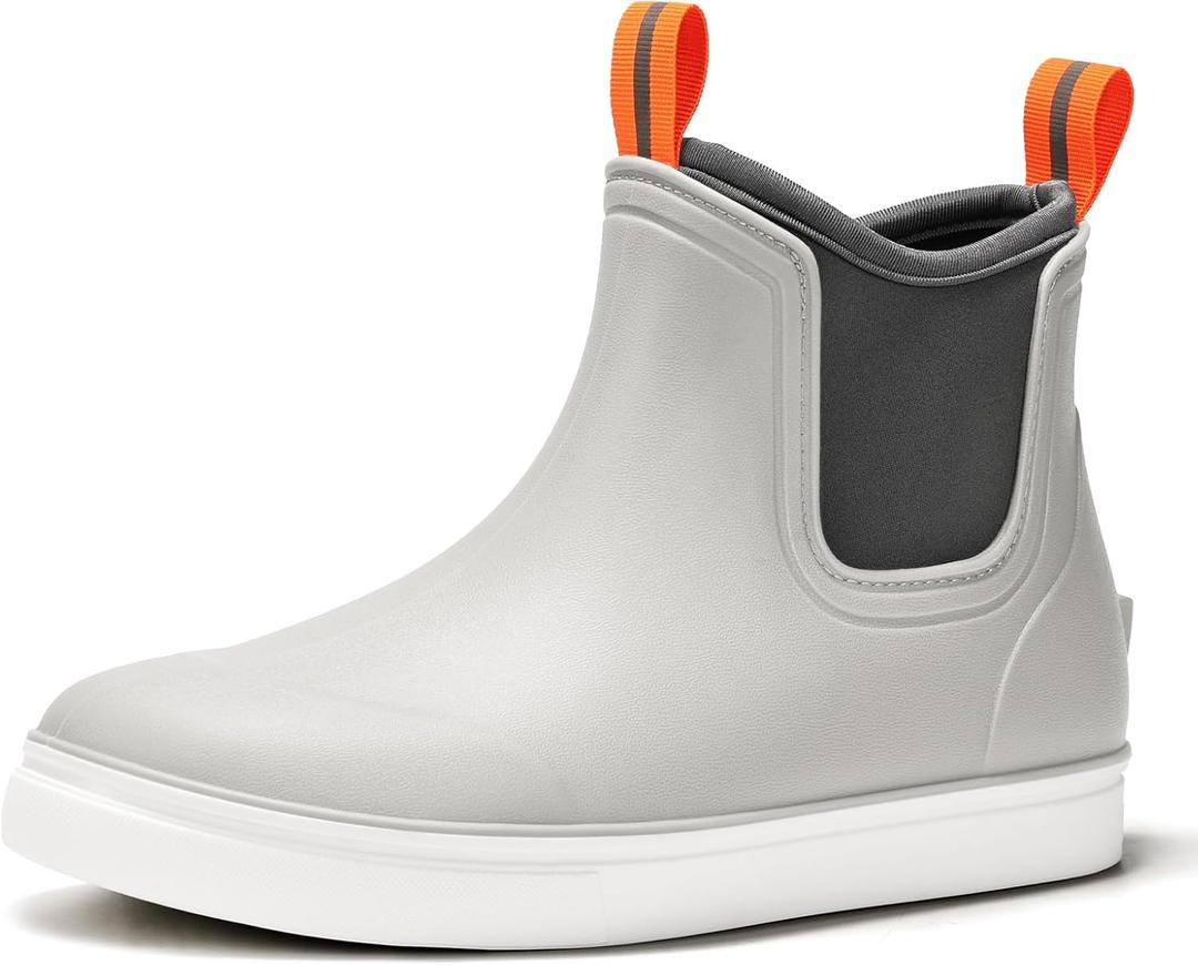 ZCVQX Women's Deck Boots Waterproof Ankle Rain Boots Outdoor Fishing Garden Boots for Women Anti-Slip Lightweight Comfortable Work Shoes Grey, Size 8.5