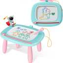Kikidex Toddlers Toys Age 1-3, Magnetic Drawing Board, Doodle Board Pad Learning and Educational Toys for 1 2 3 Year Old Baby Kids Birthday Gift (Mint Blue)