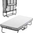 VEVOR 38 in x 75 in Folding Bed with 5 in Mattress, Twin Size, White, Metal Frame & Memory Foam Mattress, Portable Rollaway Bed, 450 lbs Weight Capacity, Adult Guest Bed (No Mattres) 