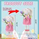 Standing Easter Bunny Decor with Stretchable Legs Large Rabbits Plush Gnome Figurine Cute Easter Decorations for Home Office Front Door Kitchen Farmhouse Spring Ornamen (Pink)