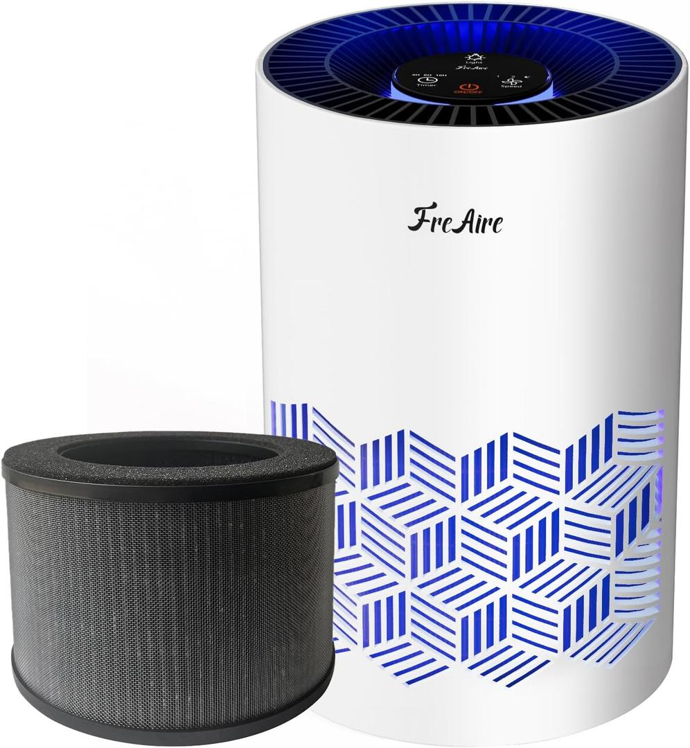 FreAire Air Purifiers for Bedroom Home with H13 HEPA Filter, Air Purifier with RGB Lights Air Purifiers for Pets Dust Smoke Pollen Dander Smell, Portable Air Purifier with Air Filter for Home