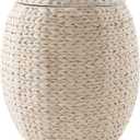 Casafield Round Storage Basket with Lid - Whitewash, Handwoven Water Hyacinth Organizer for Laundry, Blankets, Plants, Bedroom, Living Room, Office