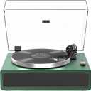 Turntable Record Player with Built-in Speakers, Vinyl Record Player Support Bluetooth Playback Auto Stop 33&45 RPM Speed RCA Line Out AUX in All-in-one Belt-Drive Turntable for Vinyl Records Green