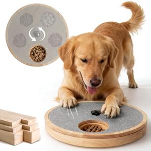 Dog Nail Scratch Board with Treat Box - Anti-Slip Rotating Paw Care File Toy, Wooden Dog Scratch Pad for Nails with Adjustable Tension, Stress-Free Grooming & Enrichment for All Dogs Sizes, Grey
