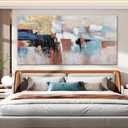 KUPTEU Canvas Wall Art Decor Large Wall Art For Living Room Abstract Art Blue Gold Wall Art Decor Large Canvas Art Work Colorful Abstract Wall Art Prints For Bedroom Office Kitchen Wall Decor 29"x58"