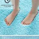 Bathroom Rugs Non Slip Washable, Ultra Thick Soft Microfiber Absorbent Bath Mats, High Density Foam Latex Non Slip Backing Bath Rugs, Fluffy Floor Carpet for Tub&Shower 24x17, Teal