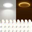 FREELICHT 24 Pack 5/6 Inch LED Can Lights with Night Light, 2700K/3000K/4000K/5000K/6000K Selectable Flat Retrofit Recessed Lighting, 10W=110W, 1000LM, Dimmable - ETL & FCC