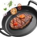 onlyfire Pre-Seasoned Cast Iron Skillet, Round Frying Pan with Nonstick Grill Surface and Dual Handles, 10 Inch Cast Iron Pan - Compatible With All Stovetops - Oven Safe & Rust Resistant