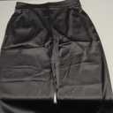 heipeiwa Women's Satin Pants Dress Casual Pleated Pull on High Waist Pants Baggy Front Tapered Trouser (Medium, Drapeblack)