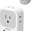 TESSAN 2 Prong to 3 Prong Outlet Adapter US to Japan Plug Adapter with 4 Outlets 3 USB (2 USB-C), Outlet Converter US to Japan China Mexico Philippines Canada Peru Thailand Vietnam (Gray-Type A)