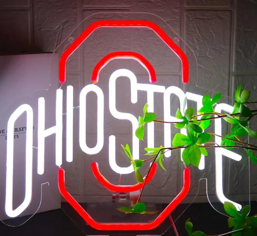 Ohio Football Neon Signs for Wall Decor，University Led Light Up Sign Suitable for Man Cave Dormitory Office Bar Pub Wall Art Gifts for Teen Boys Girls