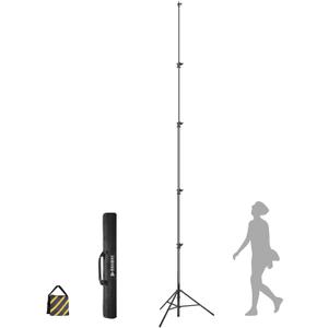 16' Heavy Duty RAUBAY Extreme Tall Video Camera Sports Tripod Stand Air-Cushioned Telescoping Aluminium Alloy Light Stand with 1/4"& 3/8" Screw Adapter, Professional Sky High Tripod - TT480 Black