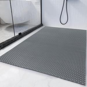 HOMBYS 47 x 32 Extra Large Shower Mat for Shower Stall Tub, Non Slip Bath Mat Bathroom Accessories, PVC Mats for Shower and Bathroom, Quick Drying, (Gray, 47"x32") (Grey)