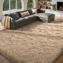 FinRèc 8x10 Feet Rugs for Bedroom Living Room, Tan Fluffy Plush Area Rug, Non-Slip High Pile Shaggy Rug for Kids Room Dorm Room Home Decor, Indoor Solid Shag Floor Carpet