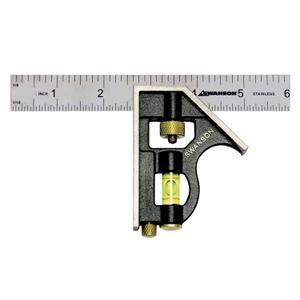 Swanson Tool Co TC130 6 inch Combo Square with Stainless Steel Rule, Cast Zinc Body with Bubble Vial, and Brass Bolt