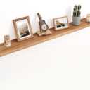 Floating Shelves for Wall Decor, 8" Deep Rustic Solid Elm Wood Floating Shelves Wall Mounted, Wall Shelves with Invisible Bracket for Living Room Bathroom Bedroom Kitchen, 55 Inch Set of 1, Natural