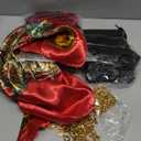 Vermeyen 8 Pcs Pirate Costume Accessories for Women with Head Scarf Wrap Pirate Corset Eye Patch Necklace Sash Chain Belt (Red)