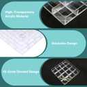 4 PCS Stackable Jewelry Organizer Tray, Plastic Storage Box with 16 Mini Grid (1.57''), Clear Organizer Tray for Drawer Dresser Vanity Desk, Jewelry Storage Box for Necklaces Bracelets Rings Earrings
