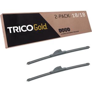TRICO Gold 18" + 18" Premium Automotive Replacement Windshield Wiper Blades (Set of 2), Passenger and Driver Side All-Weather Beam Wiper Blades for Select Vehicle Models (18" + 18" Pair Pack)