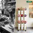 3FT Flower Display Stand with 9 Buckets,Metal Flower Bar Stand with Wheels,3 Layers Moving Florist Bouquet Shelf for Indoor Outdoor Garden,Flower Shop,Wedding,Party Decor (GOLD)
