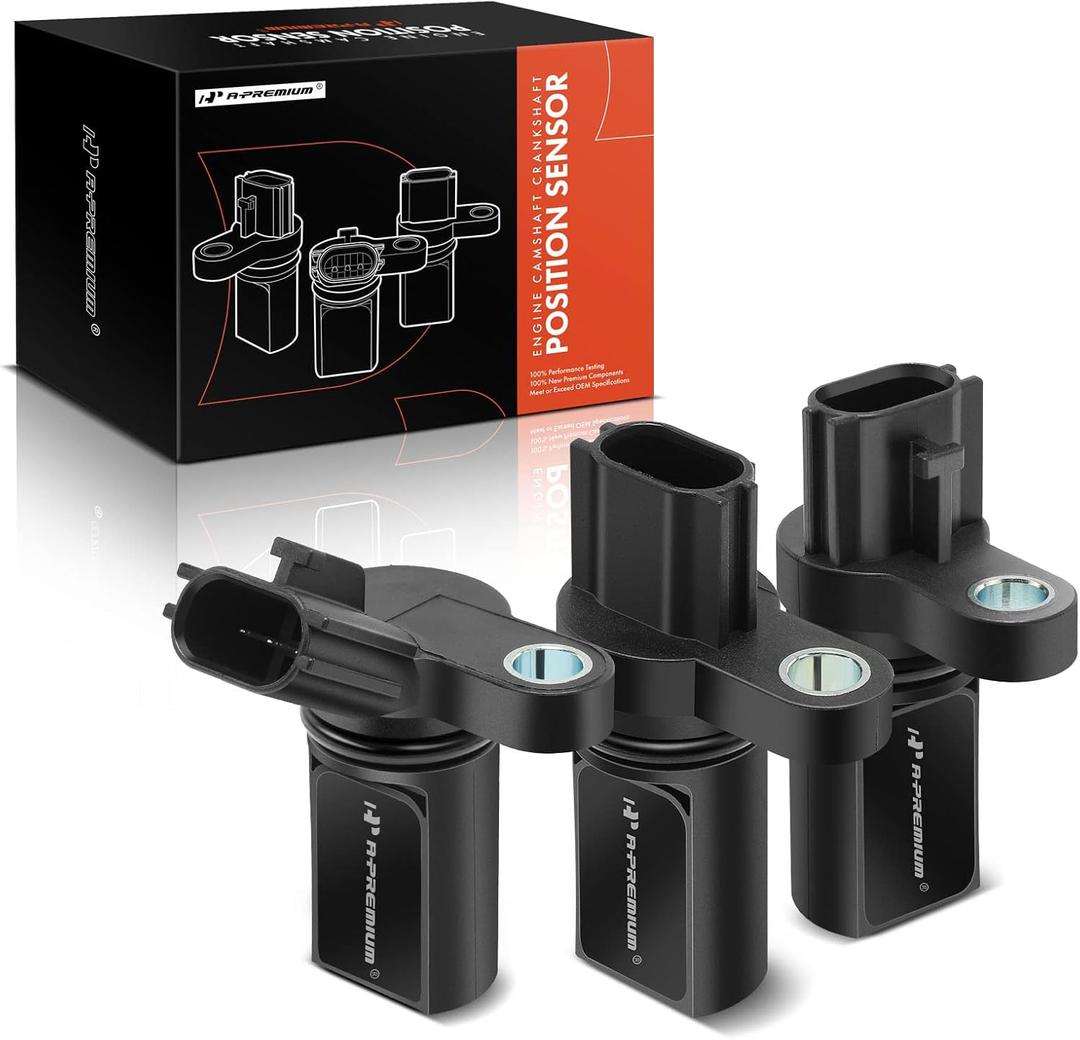 A-Premium Camshaft Crankshaft Position Sensor Compatible with Nissan & Infiniti Vehicles - 3.5L V6 - Altima, Maxima, 350Z, Murano, Quest, FX35, G35, M35 - Set of 3