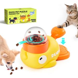 Potaroma Cat Puzzle Treat Dispenser, Interactive Duck-Shaped Enrichment Toy for Cats and Small Dogs, IQ Training and Exercise 8.6 Inches