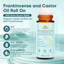 Frankincense and Castor Oil, Castor Oil Roll On with Rose Quartz, 100% Pure, Organic, Cold-Pressed, Firms Skin, Reduces Fine Lines & Hormone Balance, Suitable for Face, Neck, Abdomen, 50ML/1.7OZ (1)